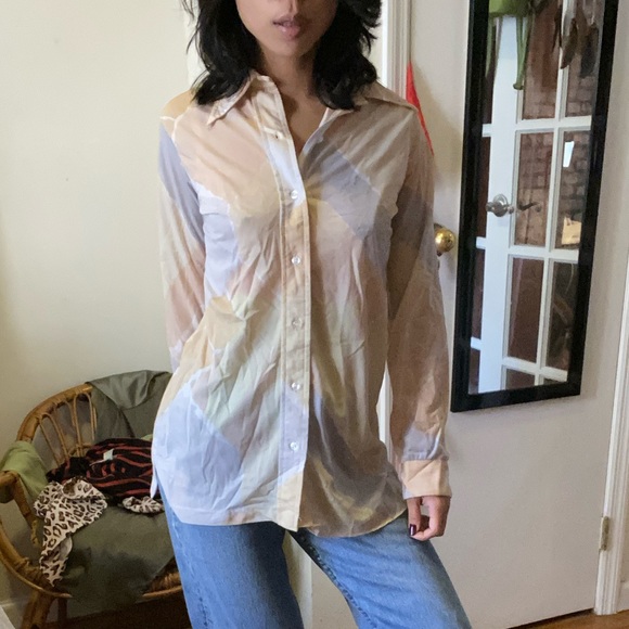 Rare Vintage 70s Sheer Pastel Blouse - Picture 3 of 8